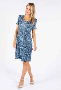 Abstract Print Plisse Dress