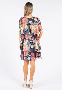 Faded Floral Tiered Dress