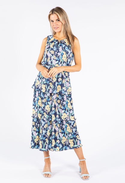 Plisse Blossom Midi Dress