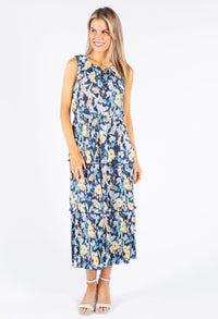 Plisse Blossom Midi Dress