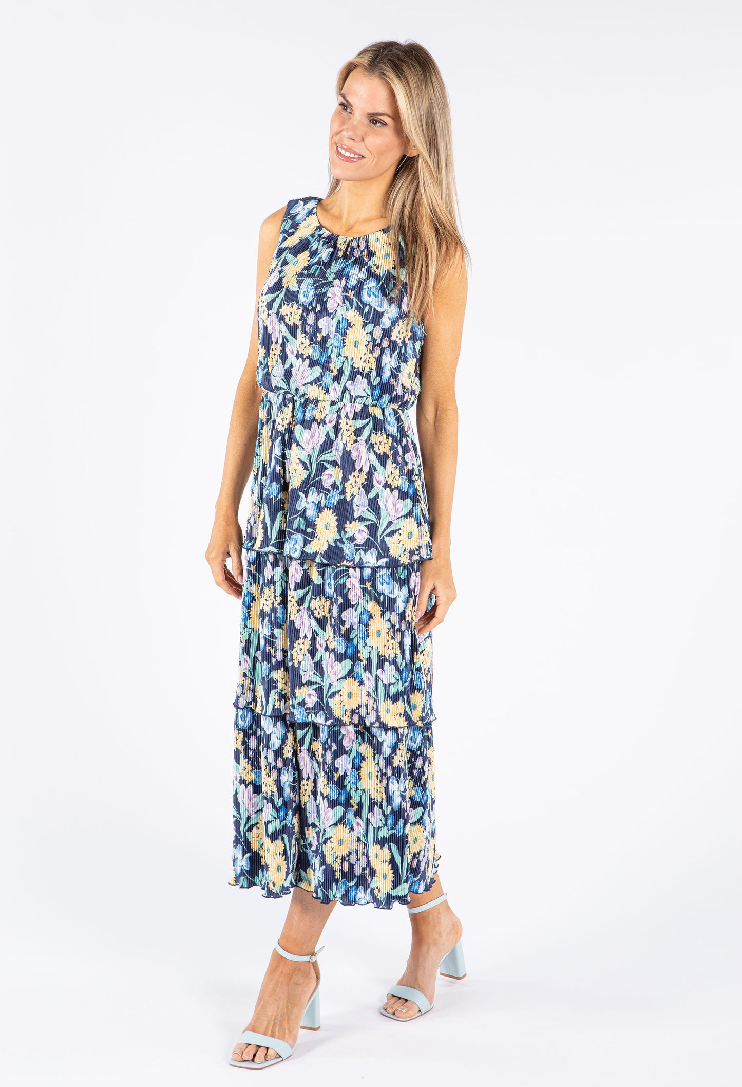 Plisse Blossom Midi Dress