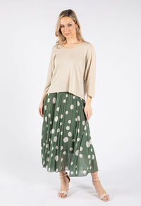 Polka Dot Plisse Pleated Skirt