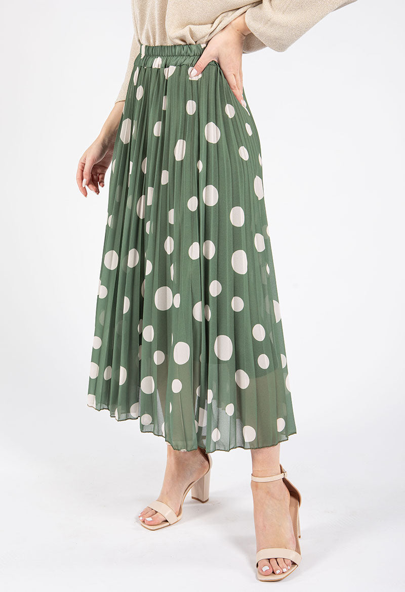 Polka Dot Plisse Pleated Skirt