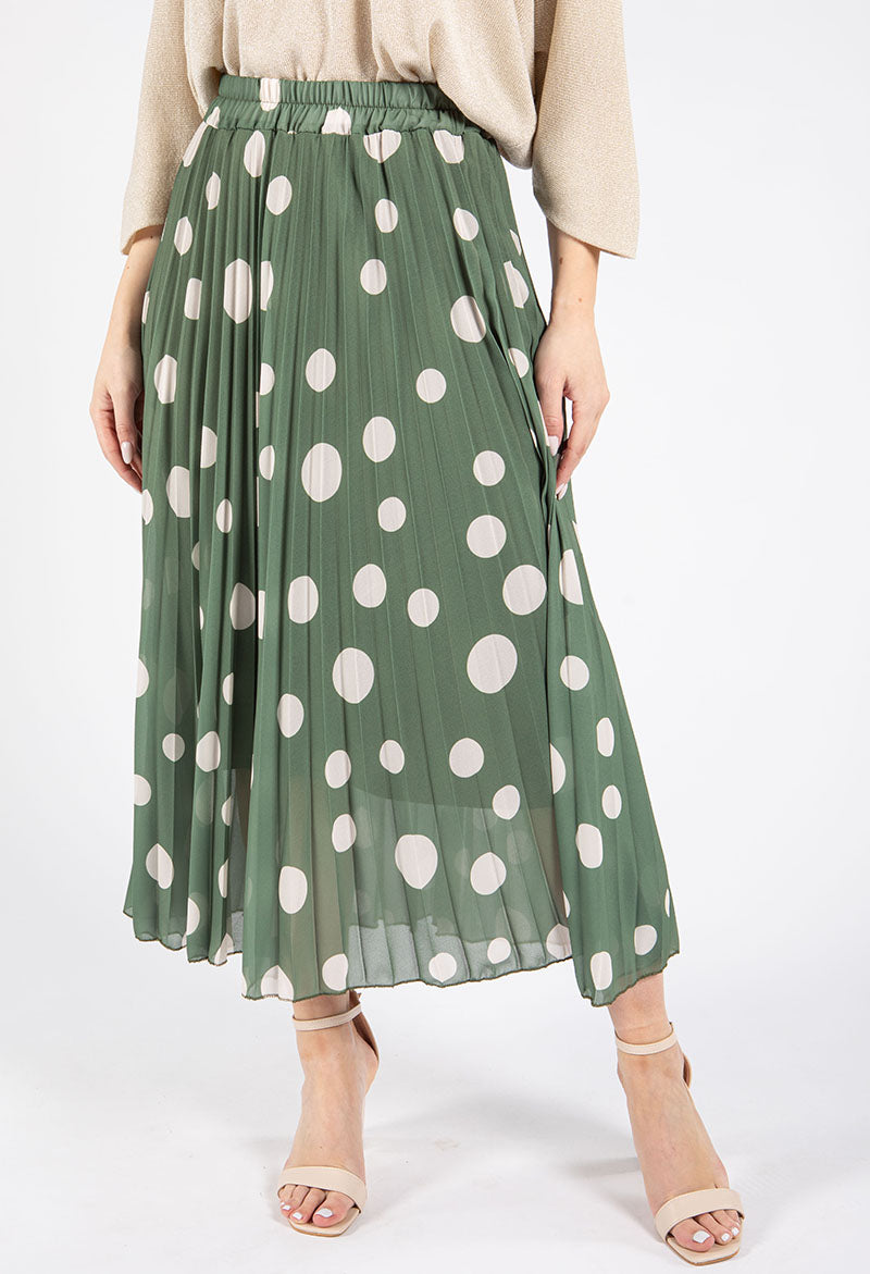 Polka Dot Plisse Pleated Skirt