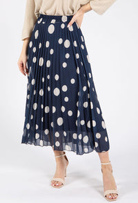 Polka Dot Plisse Pleated Skirt