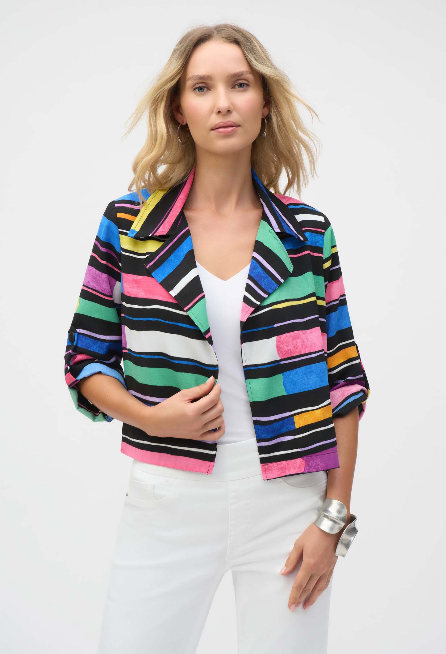 Striped Puff Sleeve Blazer