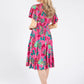 Angel Sleeve Leaf Print Dress