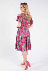 Angel Sleeve Leaf Print Dress