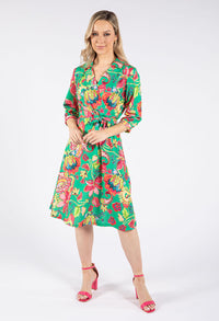 Faux Wrap Floral Paisley Print Dress