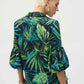 Tropical Print Puff Sleeve Pullover